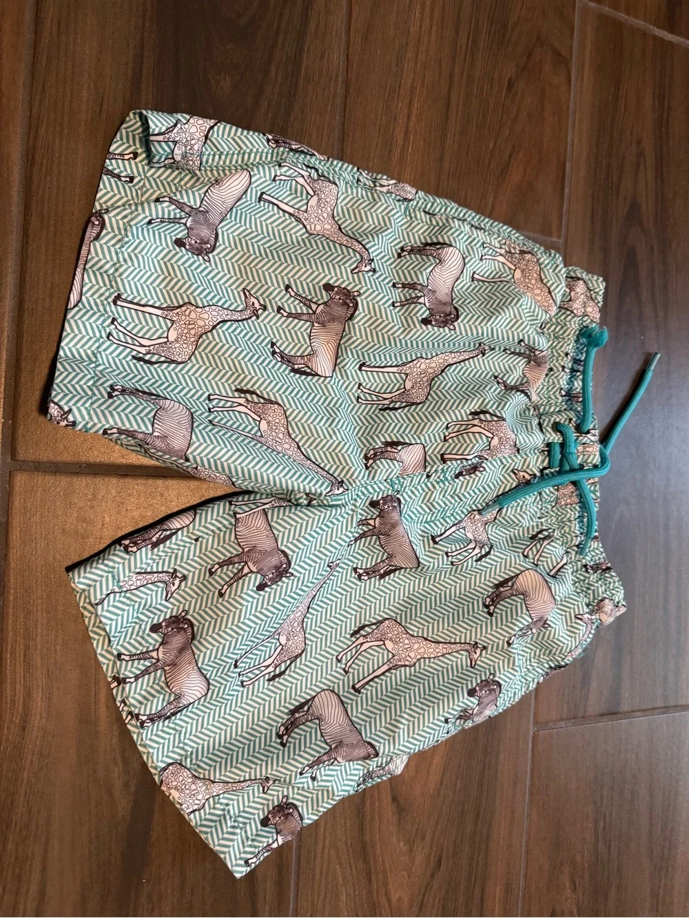 Boys Tropical Ramen Print Swim Trunks - Red/Orange & Teal